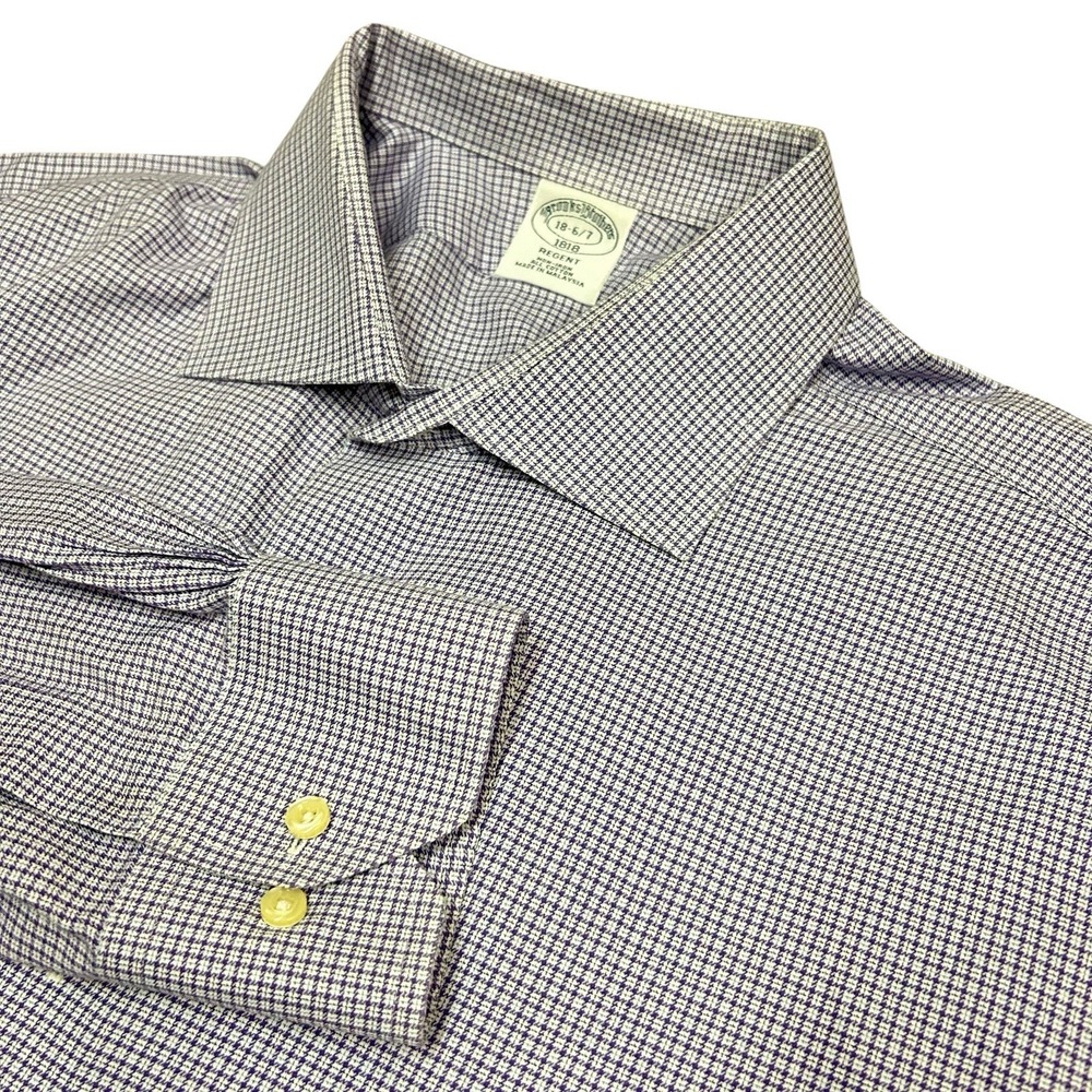 Brooks Brothers Regent Shirt Mens 18 6/7 Purple Button Down Nailshead 1818